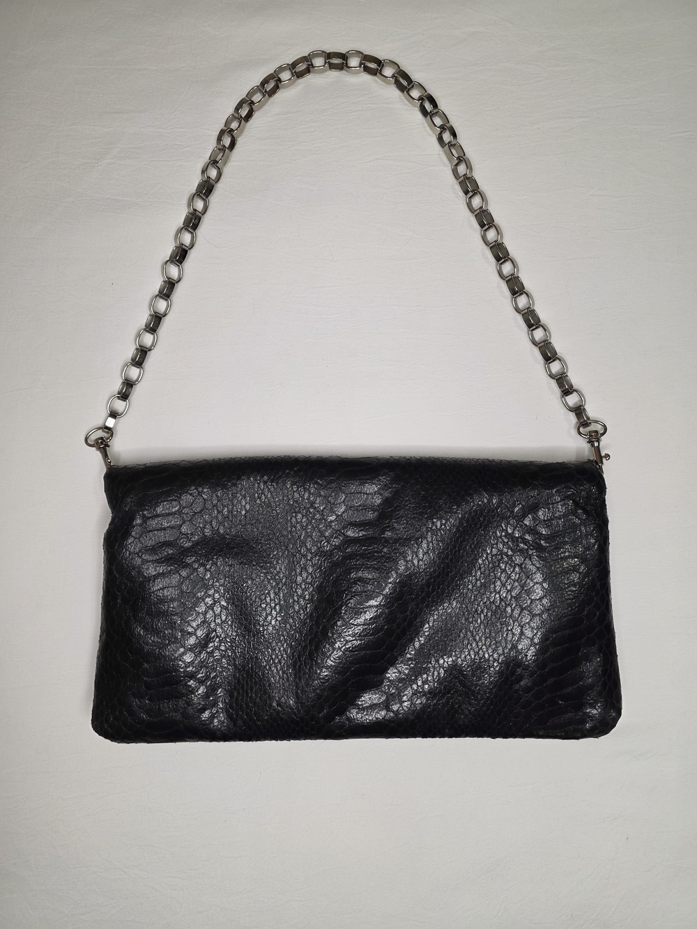 Alfani Black Embossed Convertible Foldover Clutch Shoulder Bag